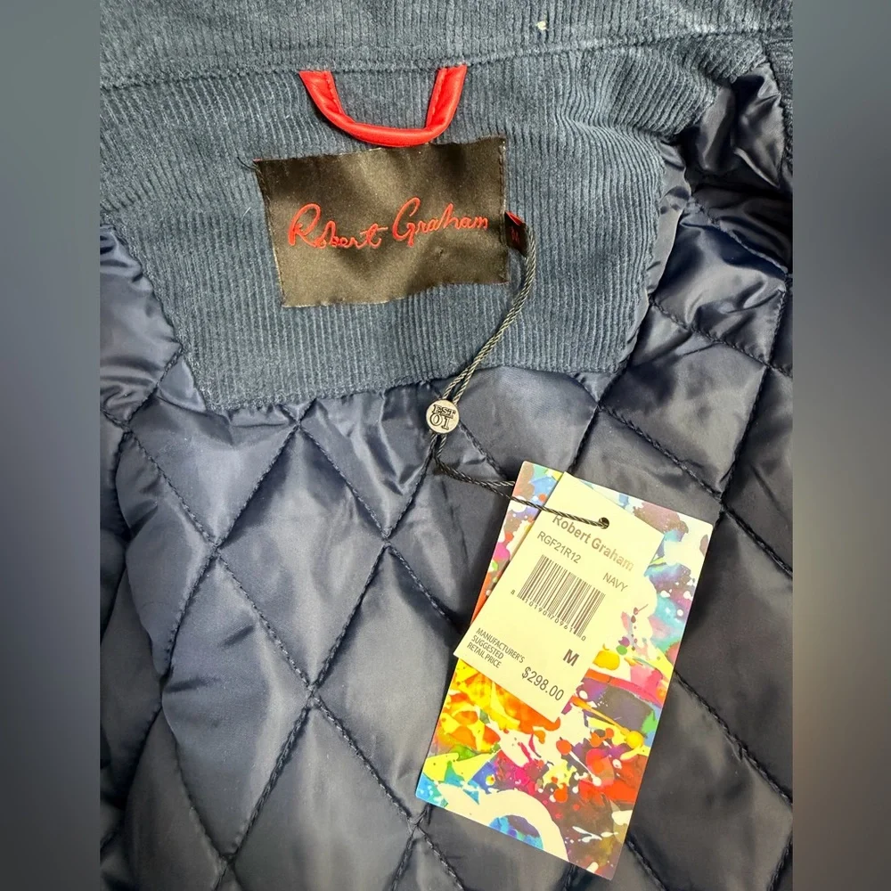 Robert Graham Men’s Size Medium Blue Snap Zipper Corduroy Ranch Jacket